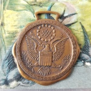 Vintage Great Seal of the USA fob charm pendant bronze tone patriotic